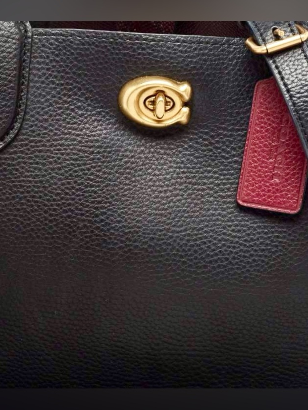 COACH Willow 24 Tote Bag – Black Polished Pebble Leather - Picture 5 of 8